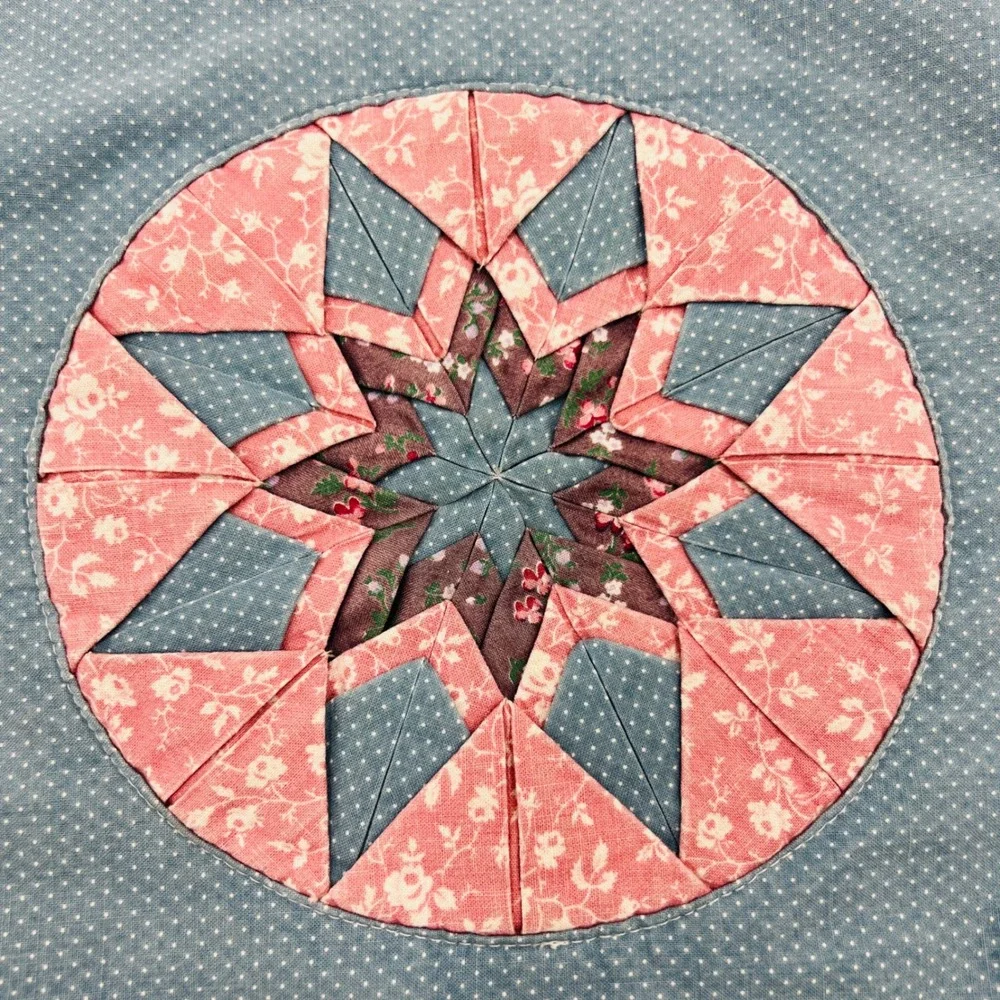 VTG Quilted Patchwork Star Tote Bag Polka Dot Cottagecore 90s Grandma Handmade